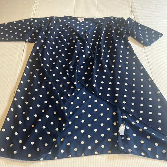 Lularoe Navy and white Polka Dot Cardigan shawl open from elbow length oversized - Picture 3 of 9